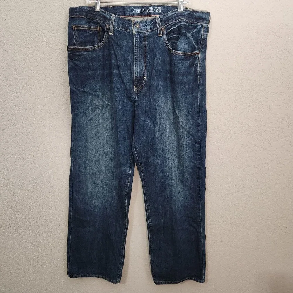 Cremeux Jeans Mens Size 38 X 30 Relaxed Fit Blue Denim